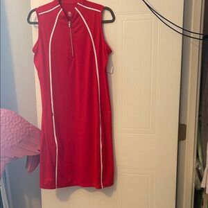 Tail Red Mini Dress with White Trim